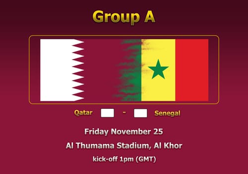 Concept 3d illustration group stage of World Cup Qatar 2022 championship.