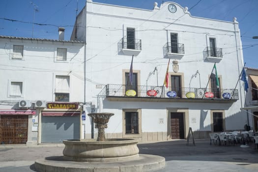 Malpartida de Caceres, Spain - Sept 18th, 2019: Town hall Square, Malpartida de Caceres, Spain