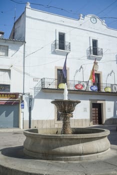 Malpartida de Caceres, Spain - Sept 18th, 2019: Town hall Square, Malpartida de Caceres, Spain