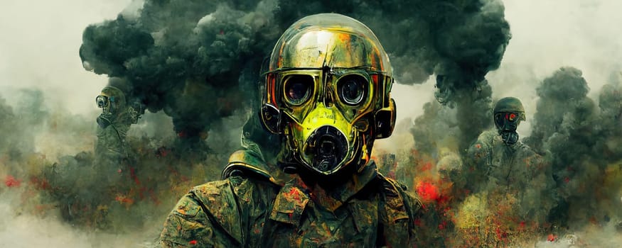 Illustrated Art from Soldier with mask after the apocalypse