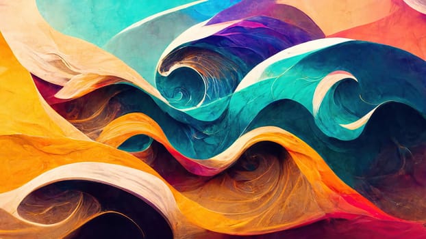 Colorful trendy gradient abstract waves full frame horizontal.