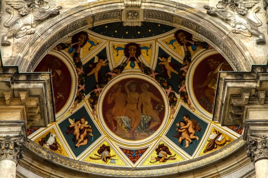 Paiting details in the Opera building in Dresden , Germany.