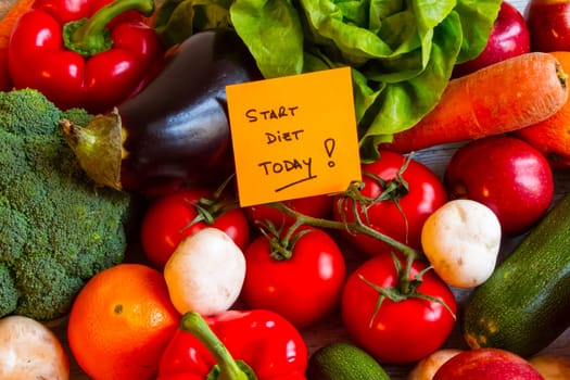 Start diet today eating healthy food.
