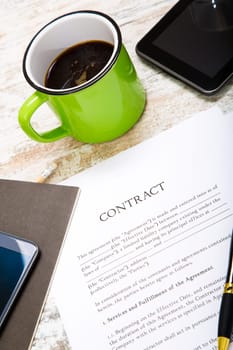 Reading a Contract before signing.