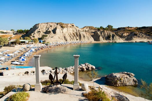 Panoramic view of the Kolimbia beach ina sunny day