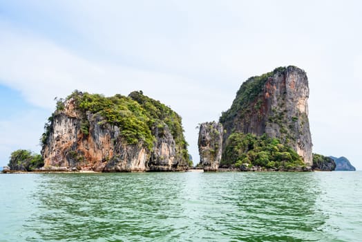 Beautiful landscape sea and sky in summer at Khao Tapu or James Bond Island in Ao Phang Nga Bay National Park, Thailand