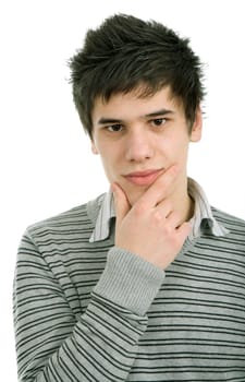 young casual man portrait in white background