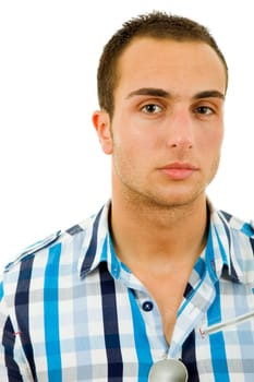 young casual man portrait, isolated on white