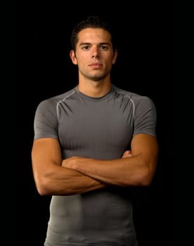 young man portrait, on a black background