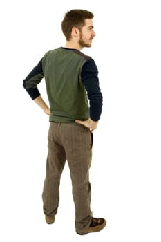 young casual man full body in a white background