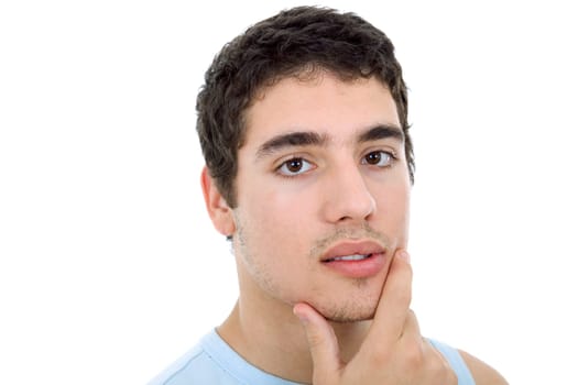 young casual man posing, isolated on white background
