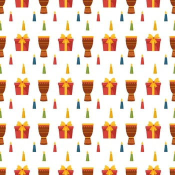 Happy Kwanzaa Holiday African Seamless Pattern Design with Festival Style Element on Template Hand Drawn Cartoon Flat Illustration