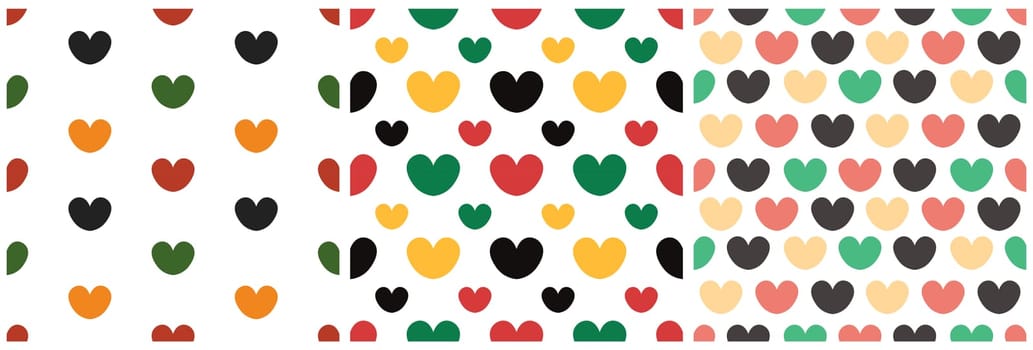 Set of Happy Kwanzaa Holiday African Seamless Pattern Design with Festival Style Element on Template Hand Drawn Cartoon Flat Illustration