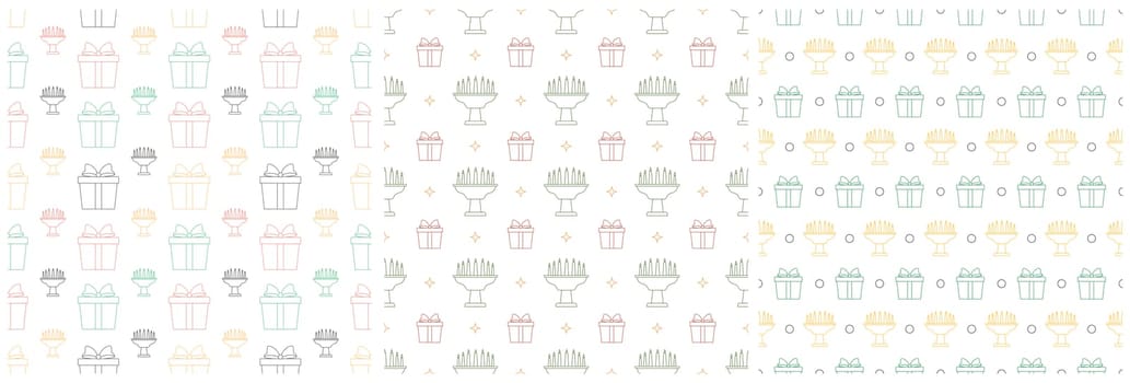 Set of Happy Kwanzaa Holiday African Seamless Pattern Design with Festival Style Element on Template Hand Drawn Cartoon Flat Illustration