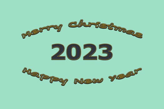 3D illustration New Year concept 2023 design with text jean design on a beach glass color background.