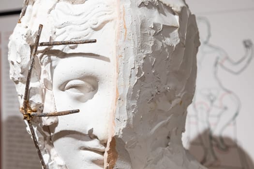 Possagno, Italy - July 2022: Art creation with gypsum. Concept of idea, creativity, inspiration