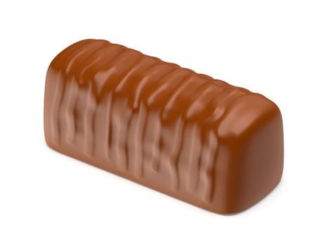 Chocolate praline on white background