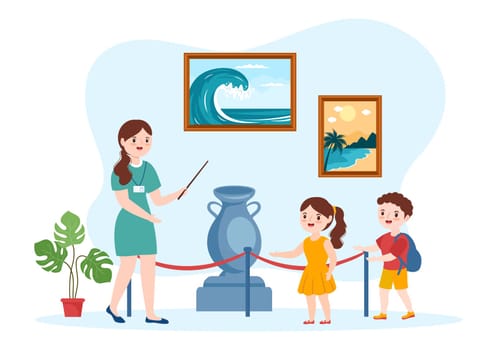 Travel Guide and Tour with Showing Interesting Places to Kids or Tourist for Planning Vacation in Flat Cartoon Hand Drawn Templates Illustration