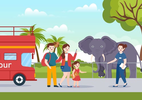 Travel Guide and Tour with Showing Interesting Places to Kids or Tourist for Planning Vacation in Flat Cartoon Hand Drawn Templates Illustration