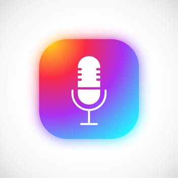 Podcast web button in trebny neumorphism style. Studio table microphone icon. Vector concept design for web sites and mobile apps.