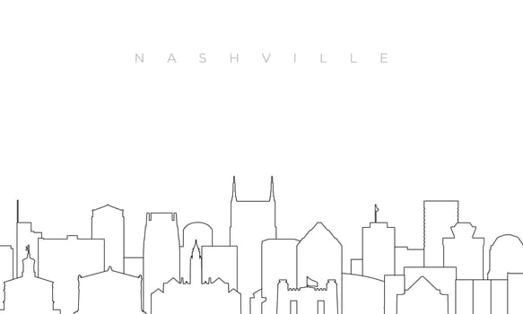 Outline Nashville skyline. Trendy template with Nashville buildings and landmarks in line style. Stock vector design.