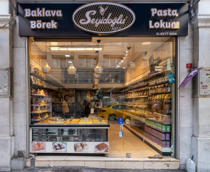 Istanbul, Turkey - September 2, 2022: Traditional Turkish Delight shop, near Taksim Square