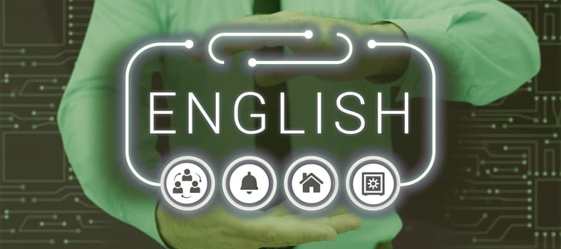 Handwriting text English, Internet Concept possible communication between countries the only common language