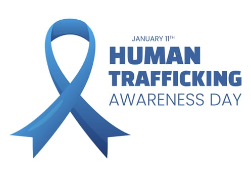National Human Trafficking Awareness Day on January 11th to Handle with Life, Slavery and Violence in Society in Flat Cartoon Hand Drawn Illustration