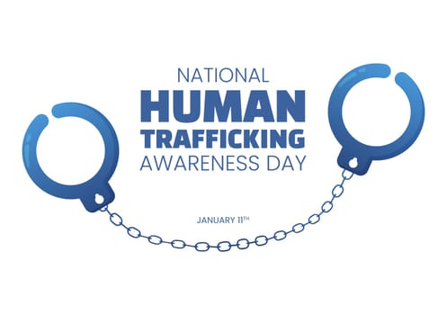 National Human Trafficking Awareness Day on January 11th to Handle with Life, Slavery and Violence in Society in Flat Cartoon Hand Drawn Illustration