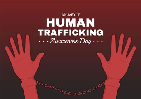 National Human Trafficking Awareness Day on January 11th to Handle with Life, Slavery and Violence in Society in Flat Cartoon Hand Drawn Illustration