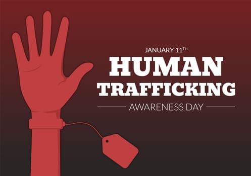 National Human Trafficking Awareness Day on January 11th to Handle with Life, Slavery and Violence in Society in Flat Cartoon Hand Drawn Illustration