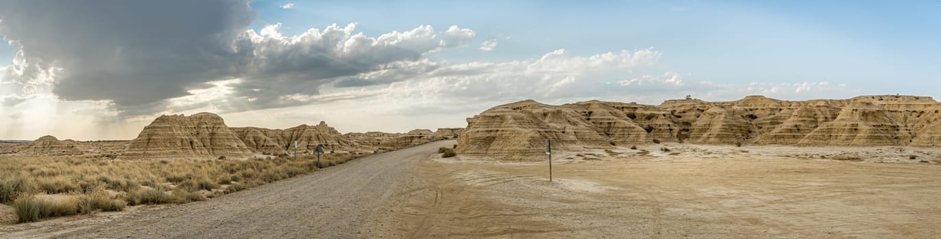 Panoramic view of Bardenas Reales in Navarra, Spain.