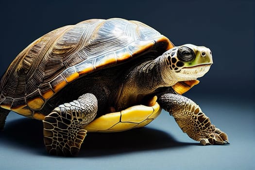 Cute turtle or tortoise in a studio, reptile animal
