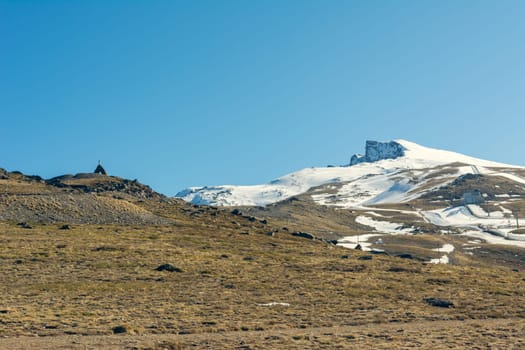 Snowy mountain. Veleta peak in Sierra Nevada.