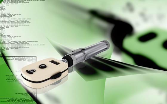 Digital illustration of ophthalmoscope in colour background