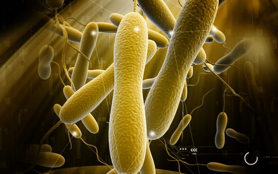Digital illustration of cholera bacteria in colour background