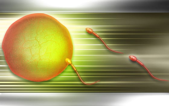 Digital illustration of sperm in colour background