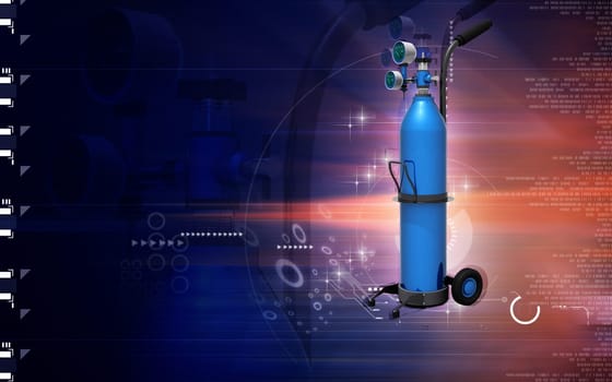 Digital illustration of oxygen cylinder in colour background