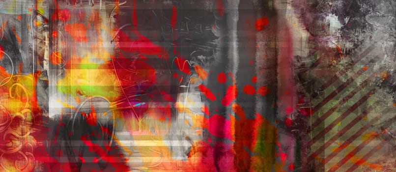 mixed media painting - textures collage
