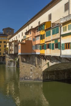 Famous Ponte Vecchio Bridge in Florence (Tuscany, Italy). Vertically.