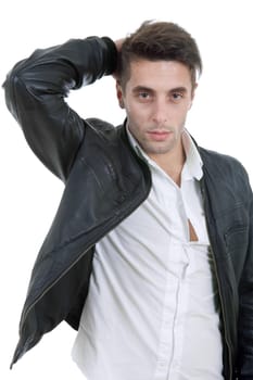 young casual man portrait, isolated on white