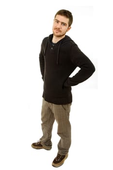 young casual man full body in a white background