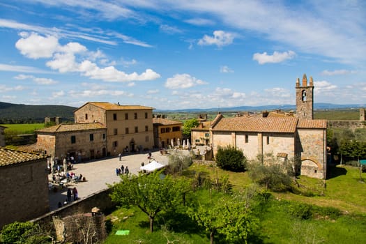 View of a landscape of an ancient Tuscan castle