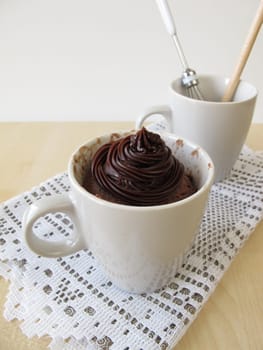 Nougat Mug Cake with Chocolate Topping