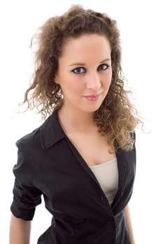 young casual beautiful woman, isolated in white