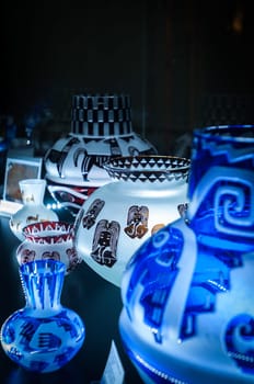 many crystal vases handcrafted in Altare italy liguria