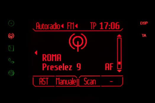 Radio station in a red console car