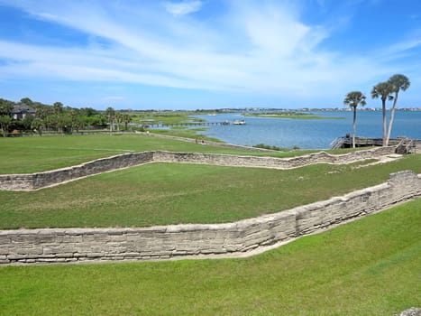 The Castillo de San Marcos Fort in St Augustine, Florida looking towards the Atlantic