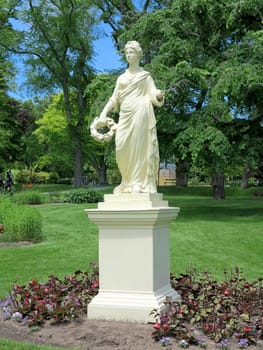 The Statue of the Roman Goddess Flora at the Halifax Public Gardens In Halifax, Nova Scotia, Canada
