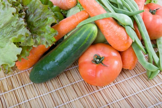 Fresh vegetables on wooden table